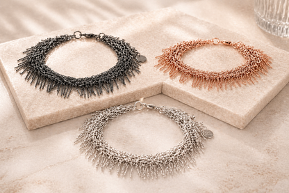 Armband "Spikes" Charleston Stil Rosé-gold, Gun Metal Silberfarben Nickelfrei Biba