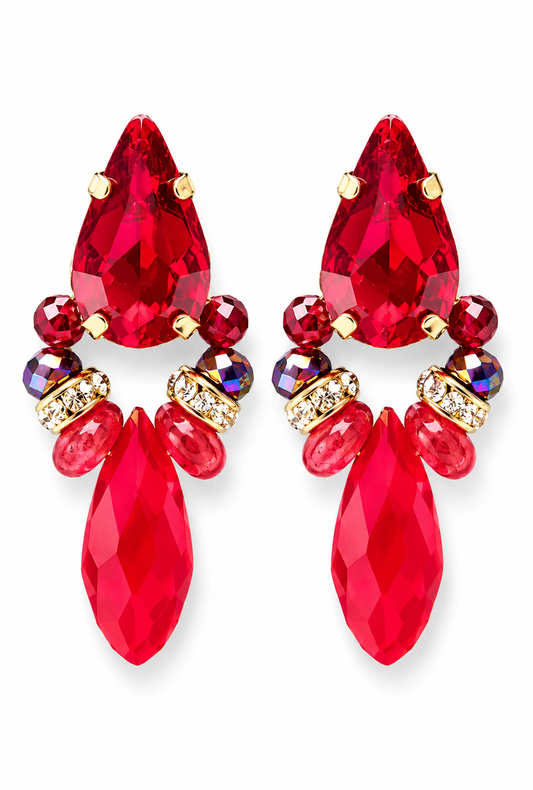 Ohrstecker Red Passion Biba Leuchtend Rot Strass