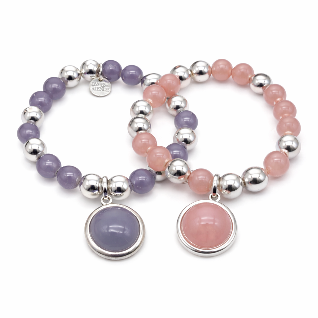 Armband elastisch mit Anhänger Rosa Grau elegant Nickelfrei Biba