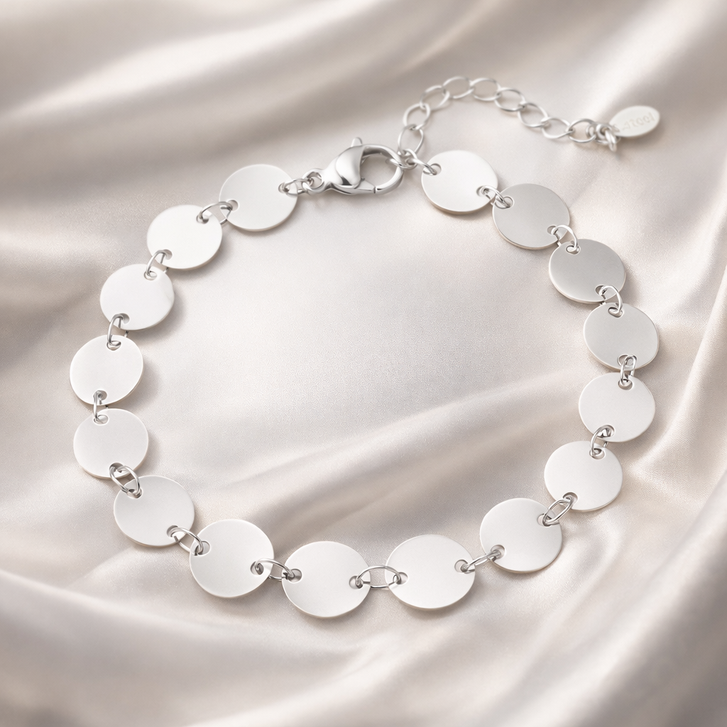 Armband mit verbundenen silberfarbene Plättchen Nickelfrei Yehwang