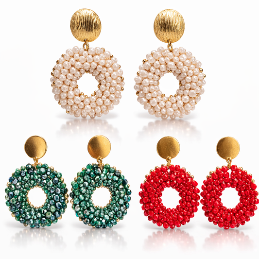 Ohrhänger Party Donut Grün Rot Beige Nickelfrei Trend Statement Yehwang