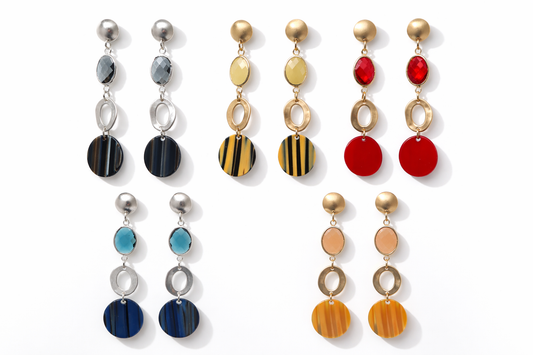 Biba Ohrringe ohrhänger Grau Blau Rot Orange Acryl Fest Festlich Matt Gold Silber Nickelfrei