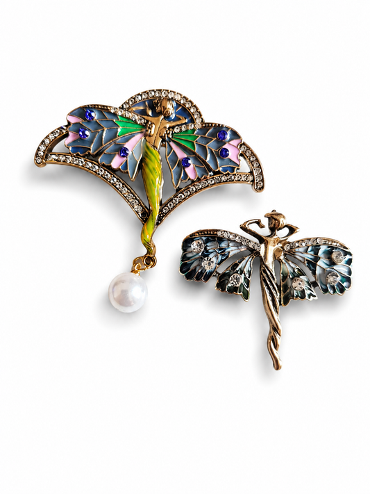 Brosche Art Nouveau Jugendstil ähnlich Frau Elfe Tänzerin