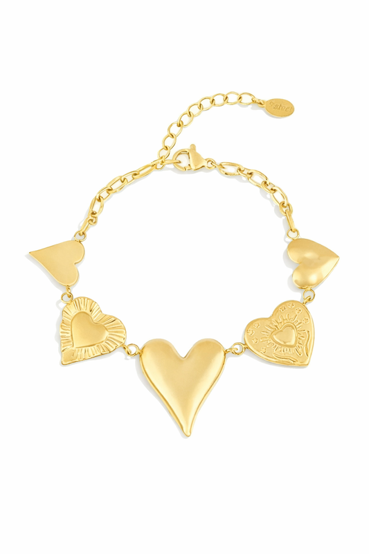 Armband Filigran große Herzen Bettelarmband Nickelfrei Yehwang