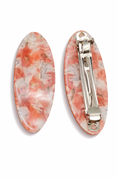 Haarspange Oval Pink Koralle Acryl 7,5 cm Sommer Liet & Joliet