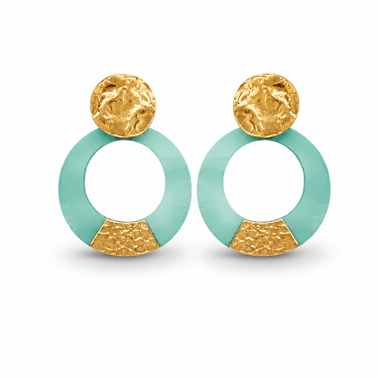 Biba Ohrhänger "Griechisch Türkis mit Gold" Elegant, Mediterran Nickelfrei