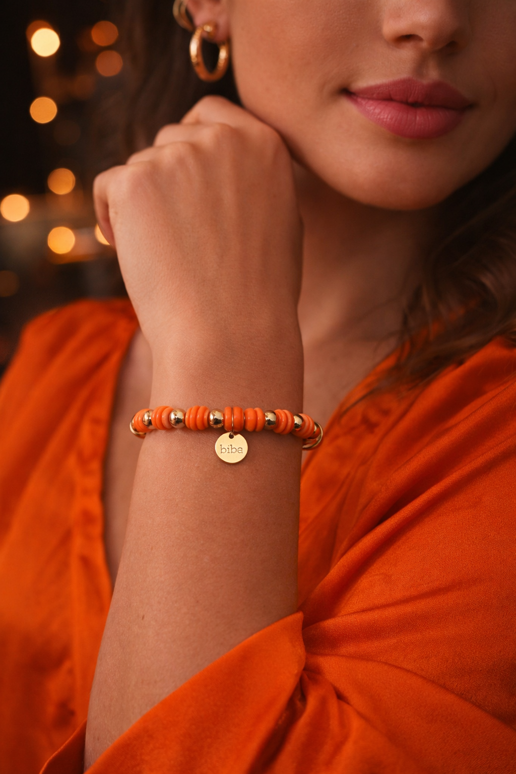 Armband Biba´s Candystore Space Beads elastisch Nickelfrei Biba Goldfarben