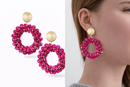 Ohrhänger Pailletten Fuchsia nickelfrei Party Somer Trend Yehwang