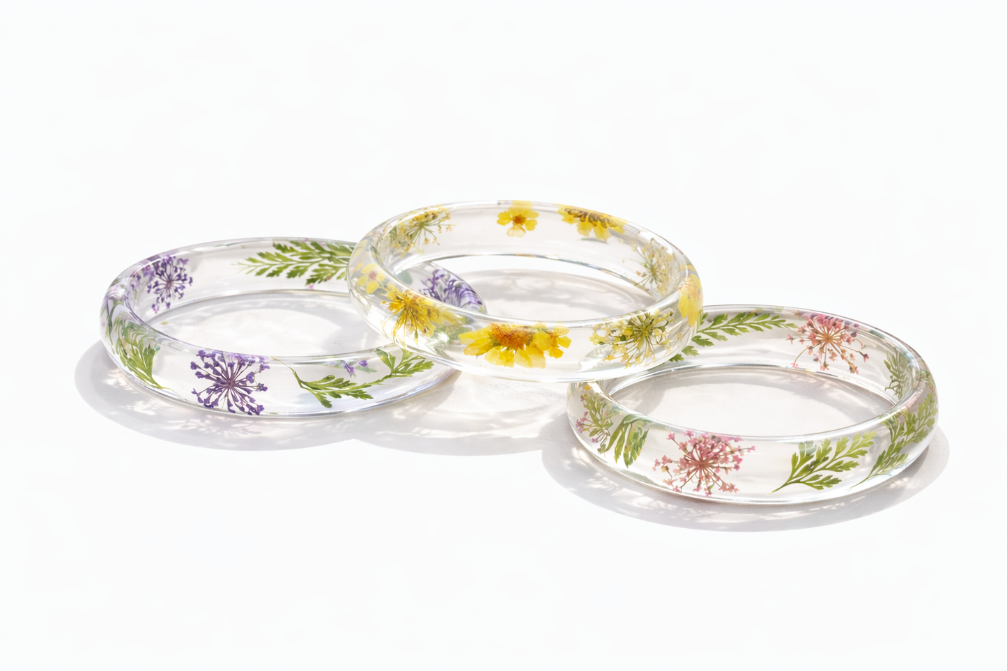 Armreif Acryl Transparent Blumen Blätter kombinierbar nickelfrei Trend Cosmos