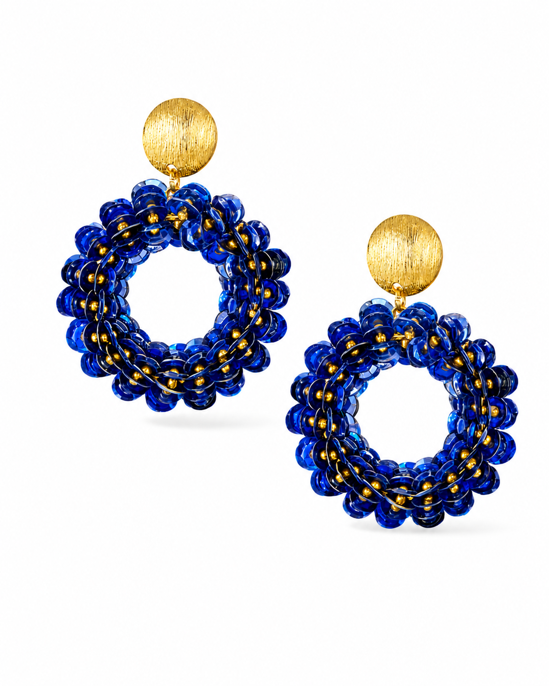 Ohrhänger Pailletten Blau Gold lila Kupfer nickelfrei Jeans Party Sommer Yehwang