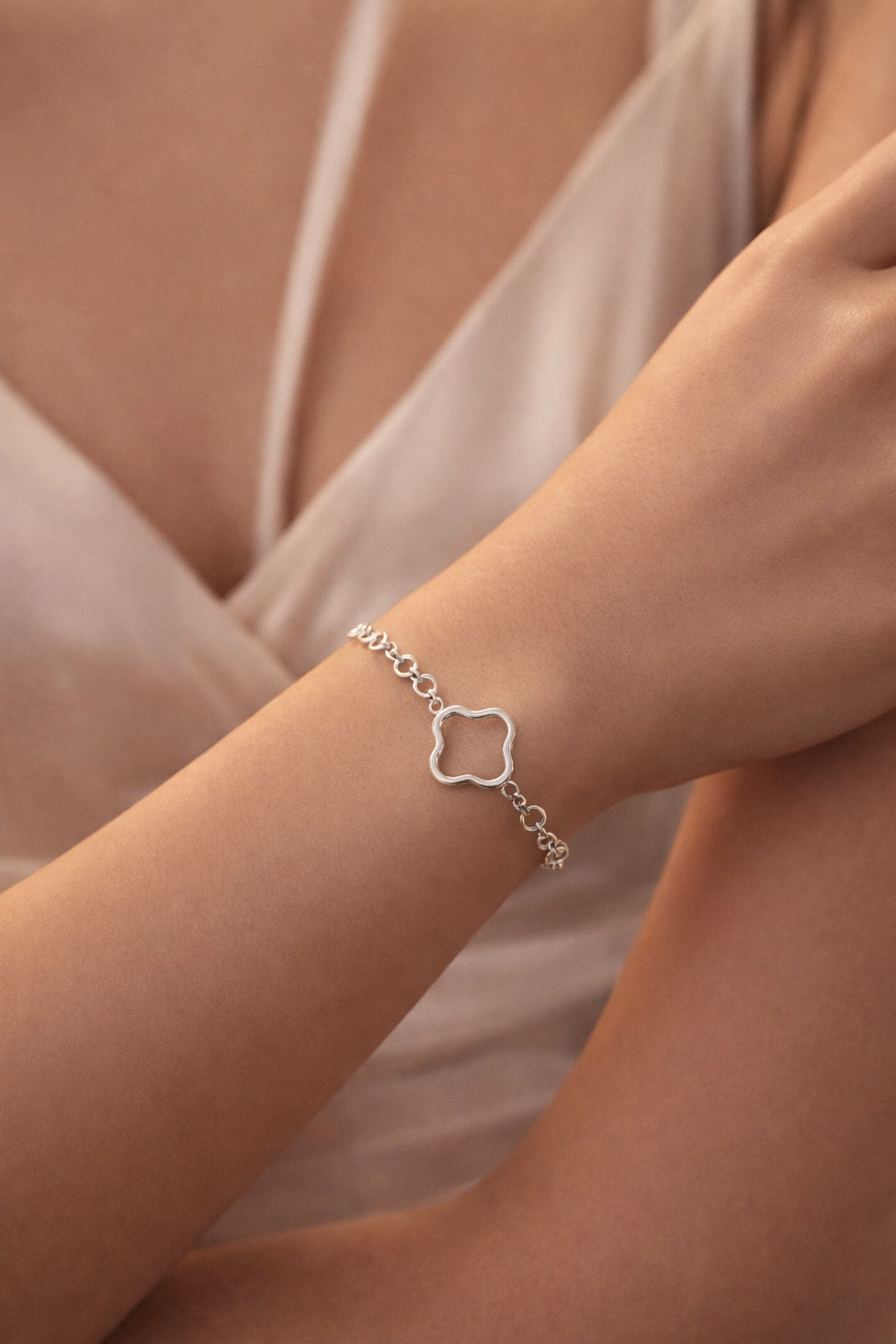 Armband Glücksarmband Kleeblatt Silberfarben Nickelfrei Yehwang
