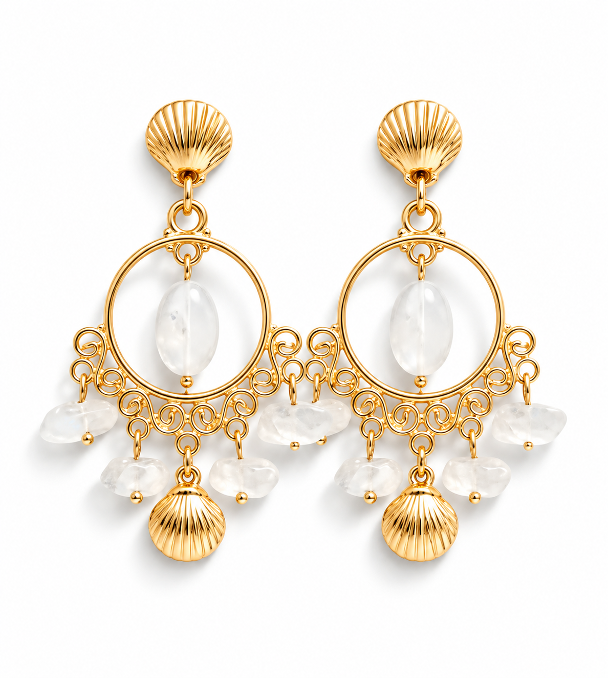 Biba Ohrringe Ohrhänger beige Goldfarben nickelfrei hightlight elegant party