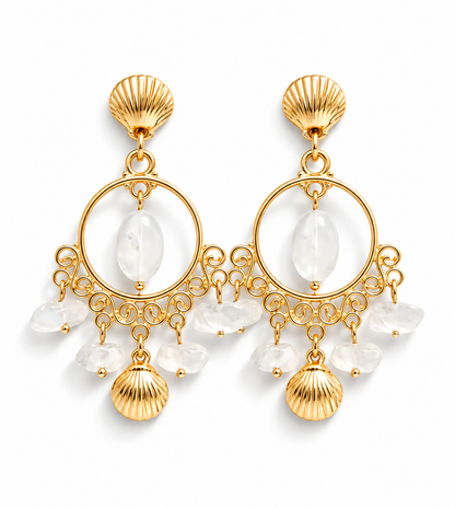 Biba Ohrringe Ohrhänger beige Goldfarben nickelfrei hightlight elegant party