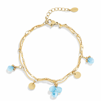 Armband Filigranes Doppelarmband Beige-Rosa Blauen Crystal Perlen Nickelfrei Yehwang