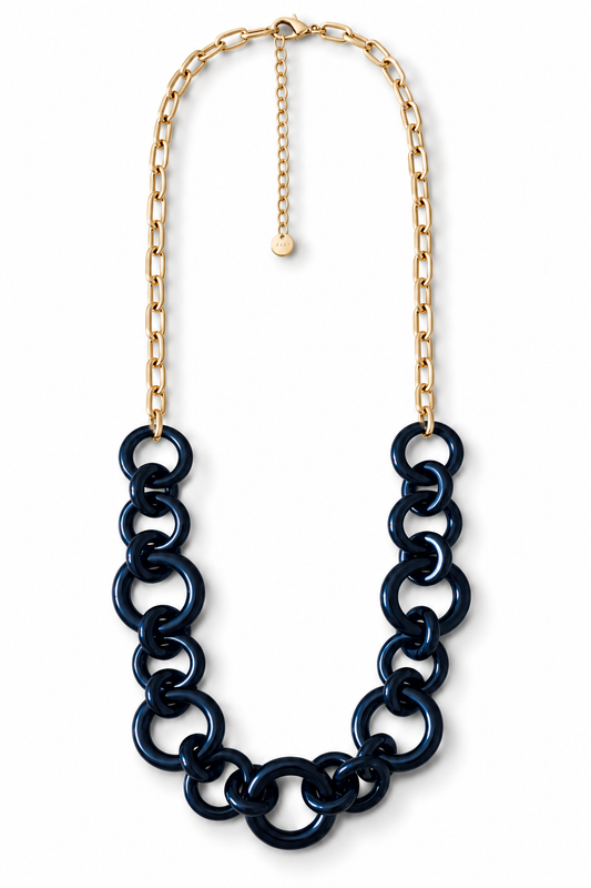 Halskette nickelfrei schwarz goldfarben elegant Gala fest Modeschmuck Biba