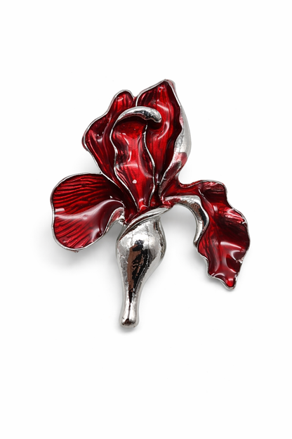 Brosche Irisblume Iris Lila Bordeaux Modeschmuck Blumen Blüte