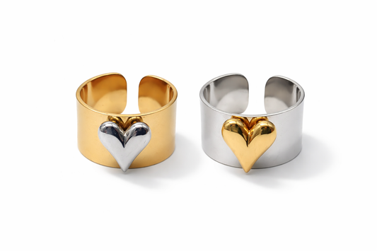 Ring verstellbarer Ring Nickelfrei Gold Silber herz liebe Romantik treue Amorino