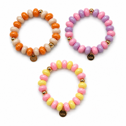 Armband elastisch bunte kleine Donuts Biba Rosa Pink Orange Lila