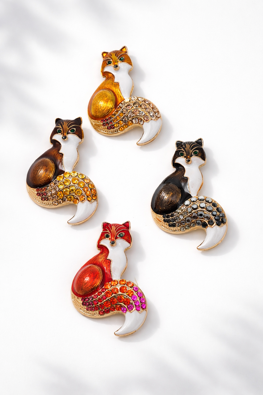 Brosche Schlaui Schlaufuchs Farben Wald Tiere Straß Modeschmuck