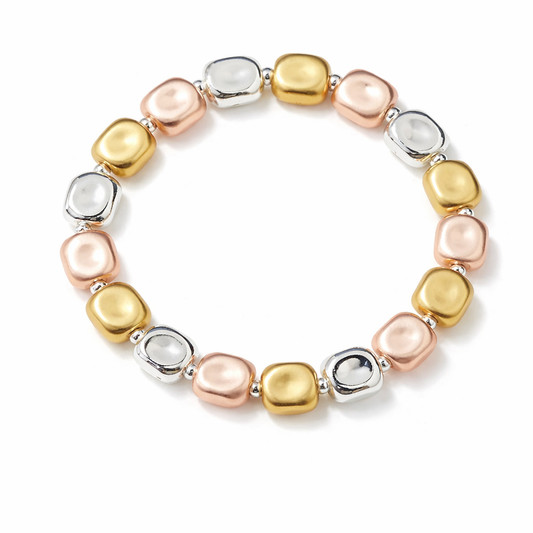 Armband elastisches Armband Dreifarbig Satiniert Glänzend Nickelfrei Amorino