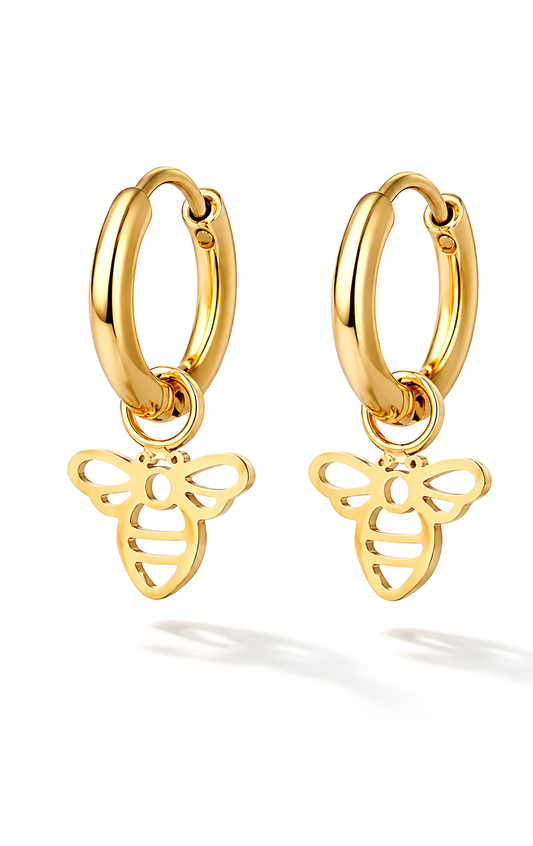 Creolen Minimalistische Bienenohrringe Honig nickelfrei Biene Goldfarben Yehwang