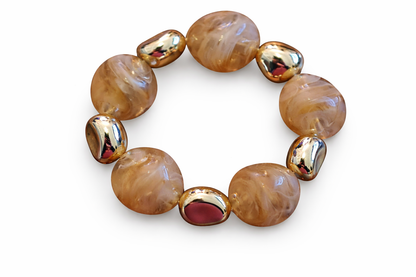 Armband elastisch Goldfarben Beige Burgund Bordeaux nickelfrei Trend WAUW