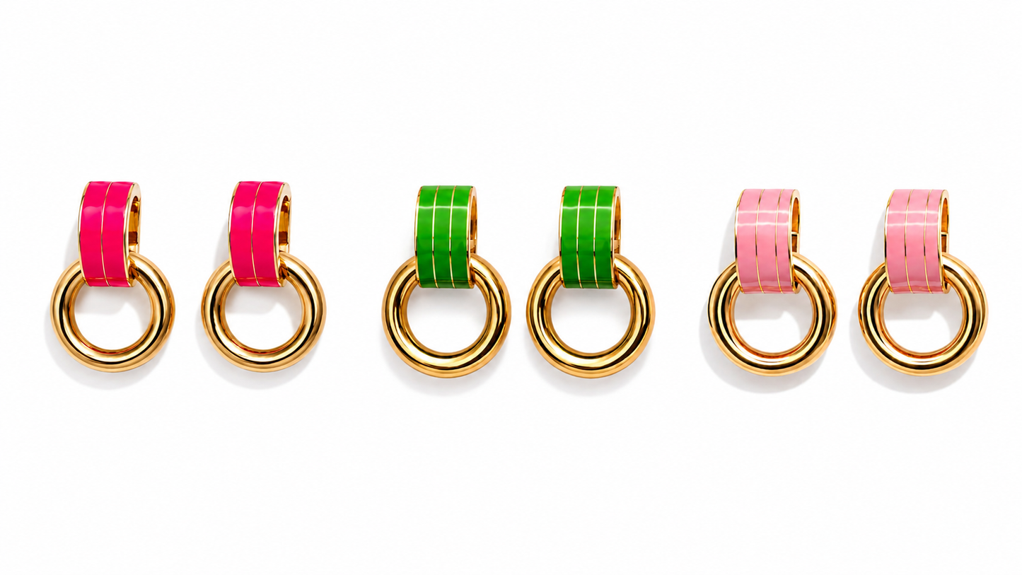 Ohrstecker Goldfarbe Rosa Grün Pink Nickelfrei Ohrringe Ohrhänger Yehwang