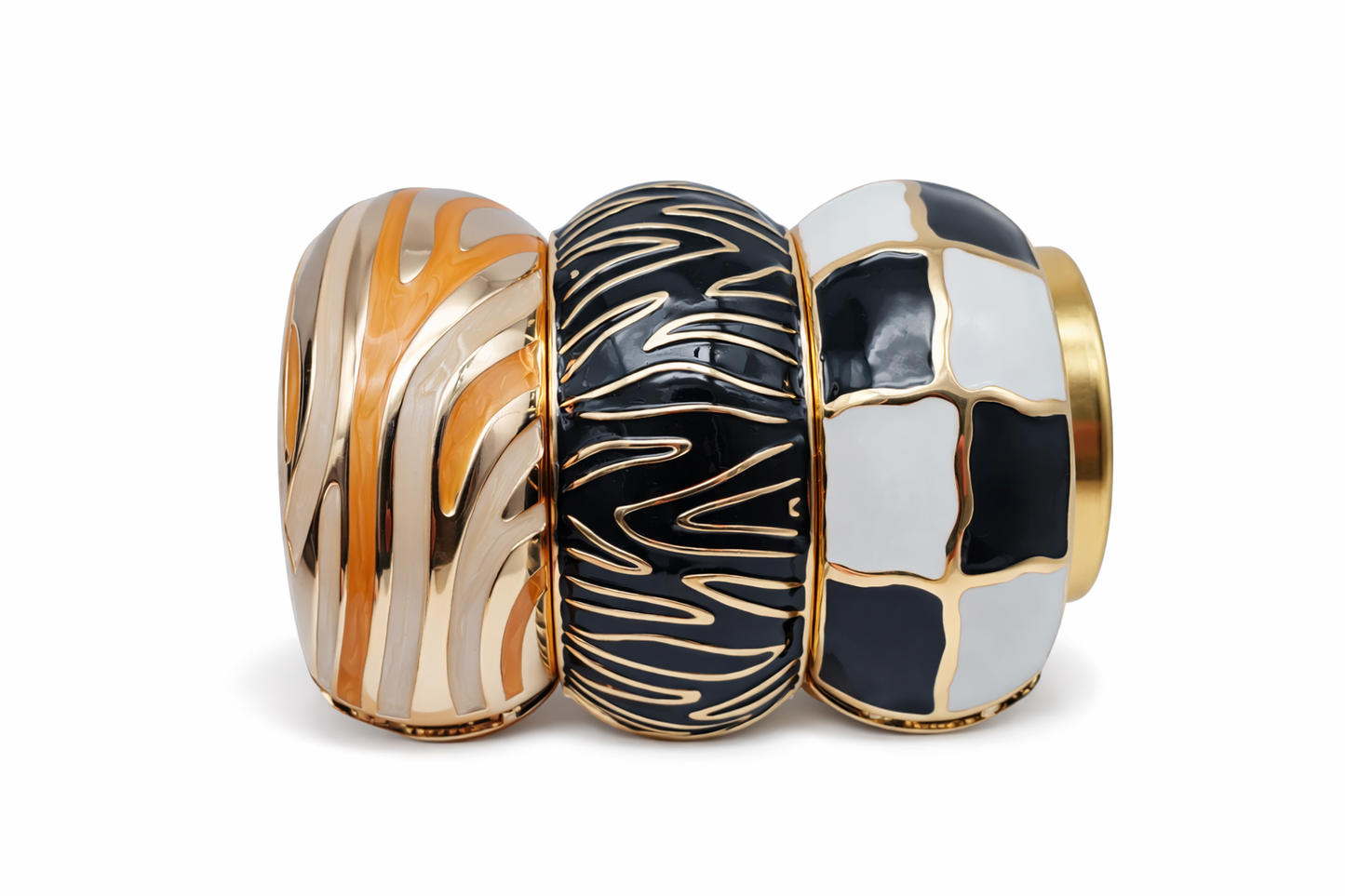 Armband Klapp-Armband Schwarz Weiß Gold Orange Nickelfrei Cosmos
