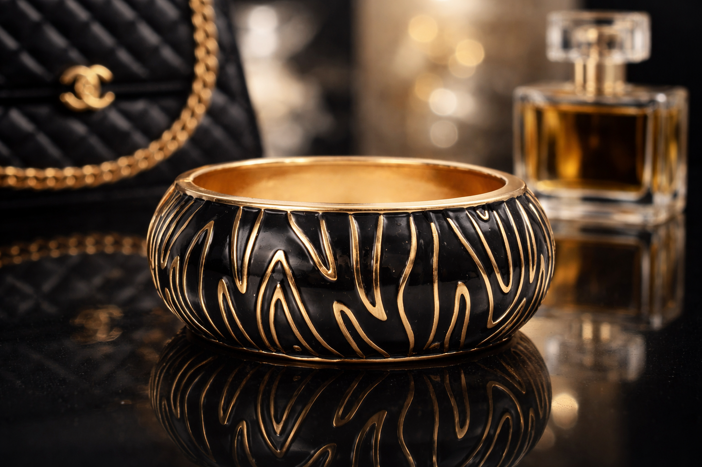 Armband Klapp-Armband Schwarz Weiß Gold Orange Nickelfrei Cosmos