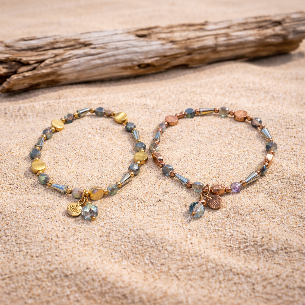 Armband elastisch Hellblaue Transparente Goldene Roségoldene Trend 2026 Biba