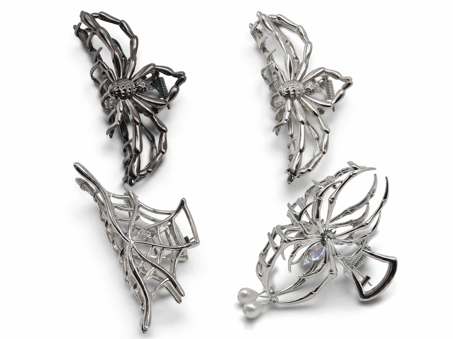 Haarklammer Halloween Spinnen Spinnennetz Gun Metal Silberfarben Sensibling Corp.