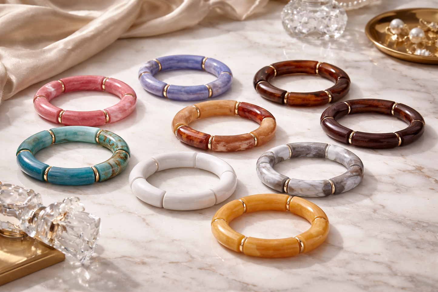 Armband elastisch Retro nickelfrei Acryl verschiedene Farben Trend 2026 Yehwang