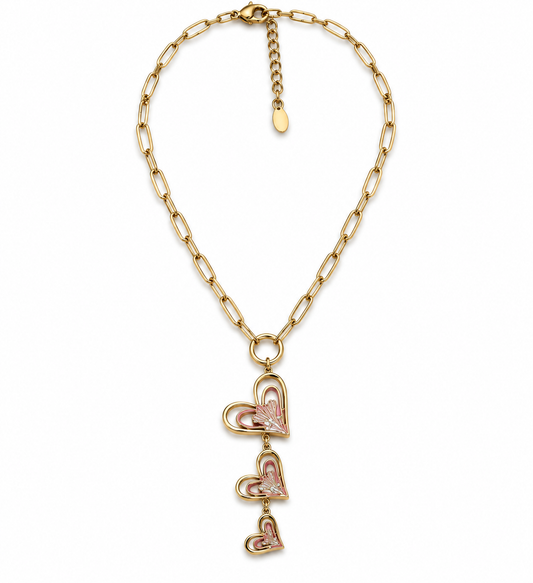 Halskette Herz-Trio-Halskette elegant Statement stilvoll Nickelfrei Yehwang