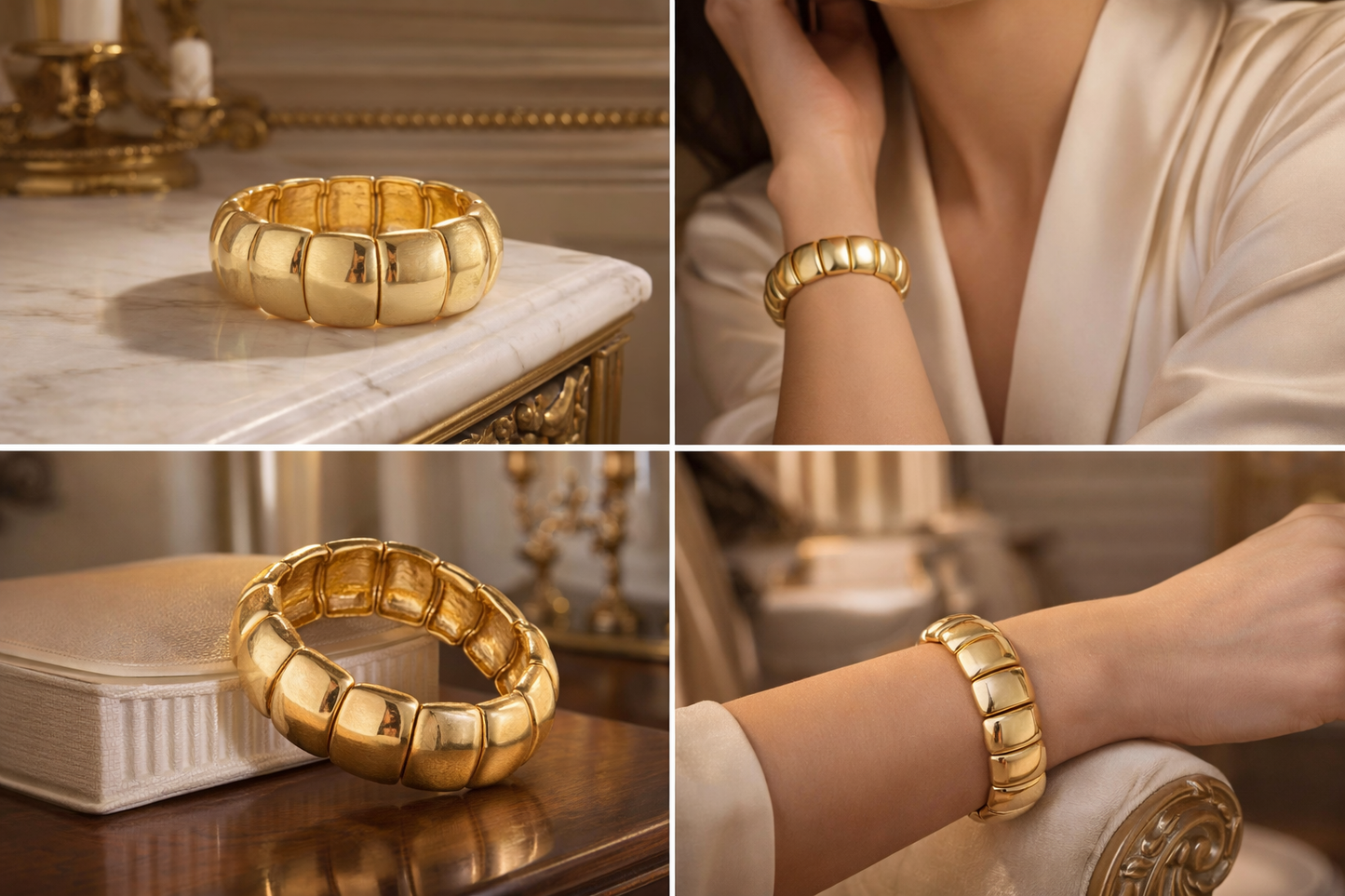 Armband elastisch Mat Used Look Goldfarben modeschmuck Nickelfrei Biba