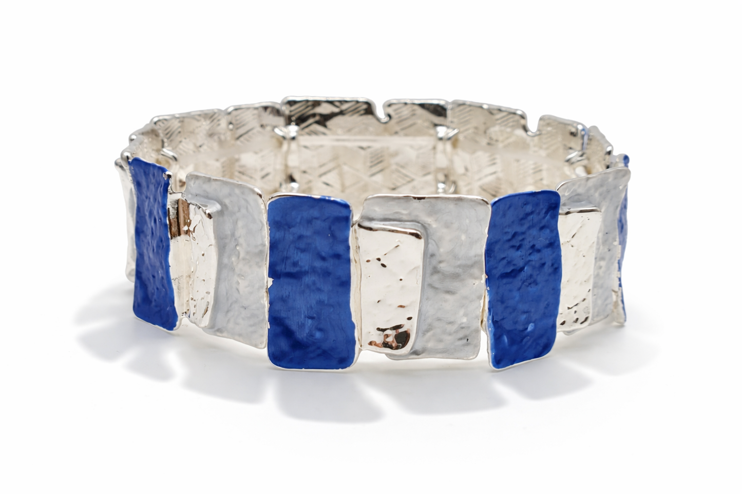 Armband elastisch rechteckige Elemente Braun Goldtöne Blau Bunt Amorino