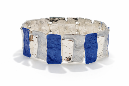Armband elastisch rechteckige Elemente Braun Goldtöne Blau Bunt Amorino
