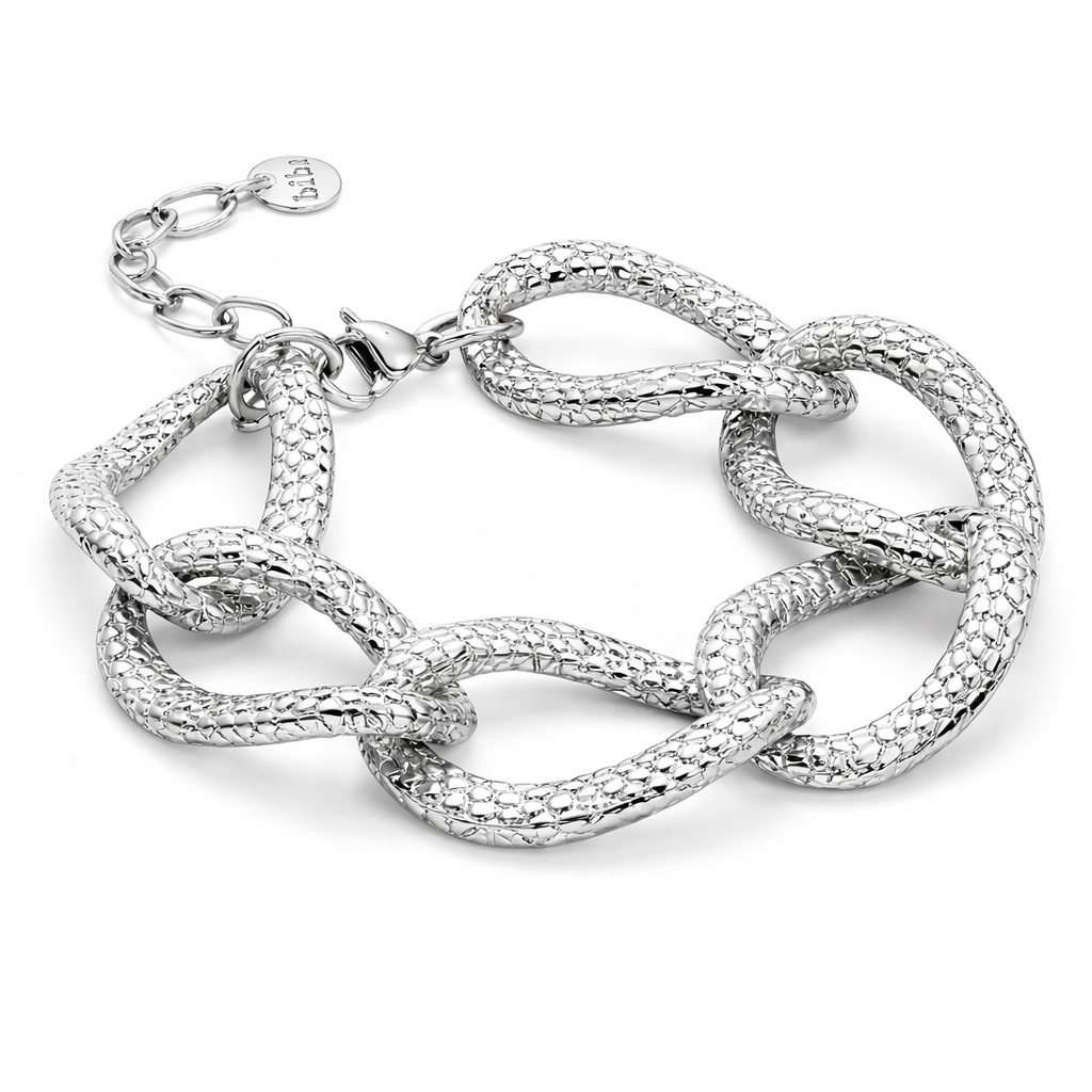 Armband Silberfarben mit Relief und große Glieder Nickelfrei Trend Biba