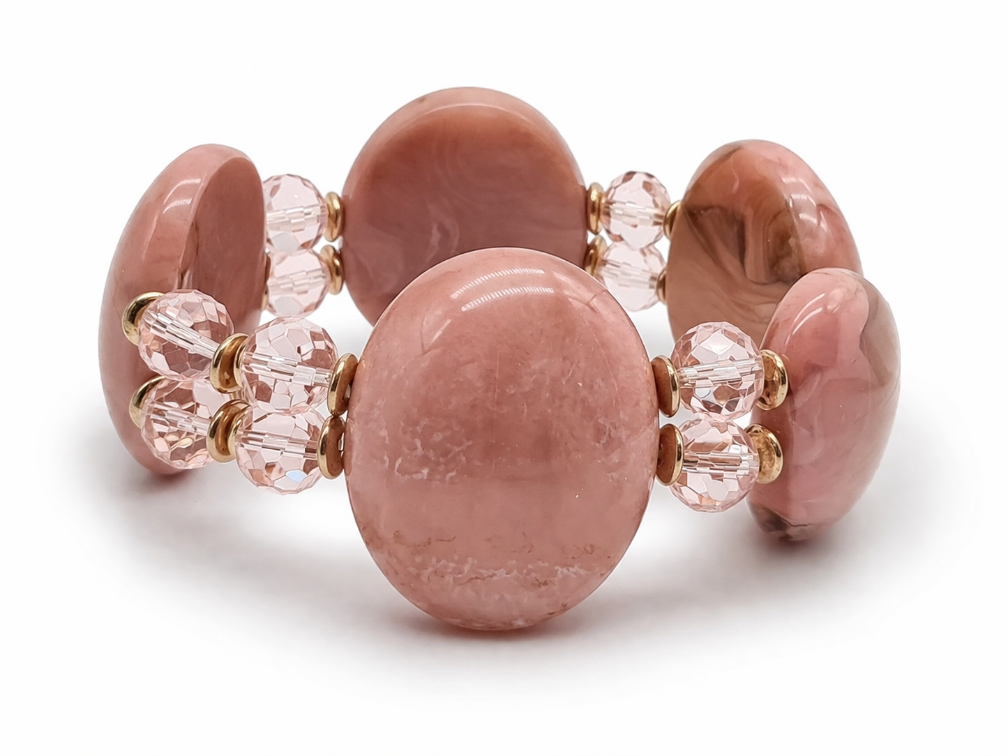 Armband Stretch Altrosa Marmor- Look Stylisch Modern Nickelfrei Romantisch Yehwang