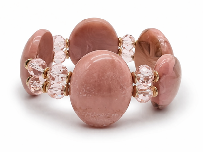 Armband Stretch Altrosa Marmor- Look Stylisch Modern Nickelfrei Romantisch Yehwang