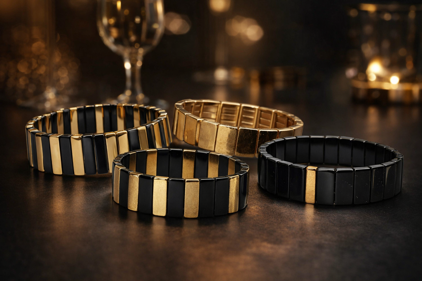 Amrband Stretch Goldfarben Schwarz kombinierbar Trend Style Modisch Nickelfrei Yehwang