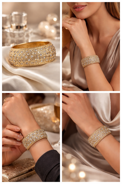 Armband Klapp-Armband Goldfarben Straß Orientalisch Nickelfrei Yehwang