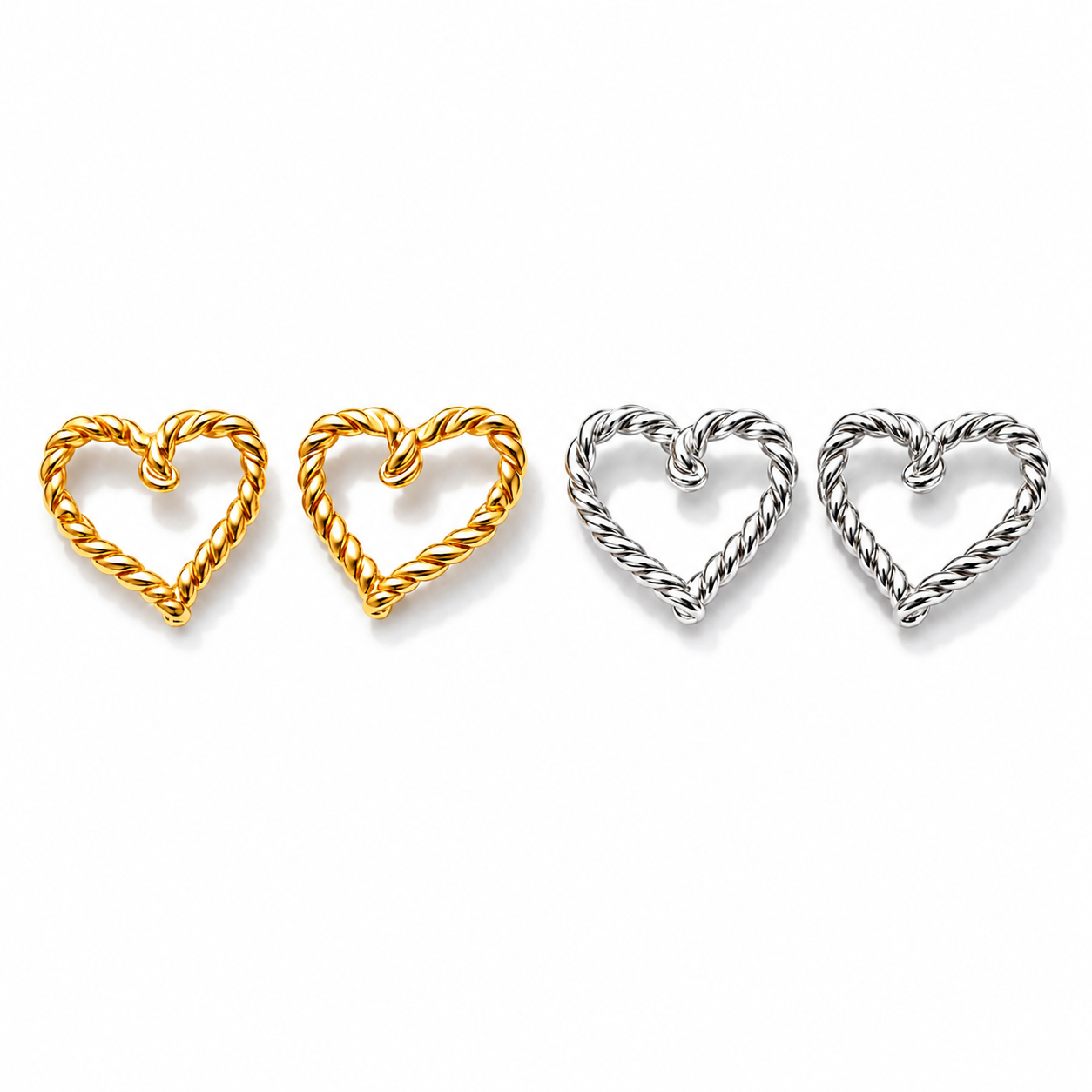 Ohrstecker Gedrehte Herzohrringe nickelfrei herz liebe Romantik Yehwang