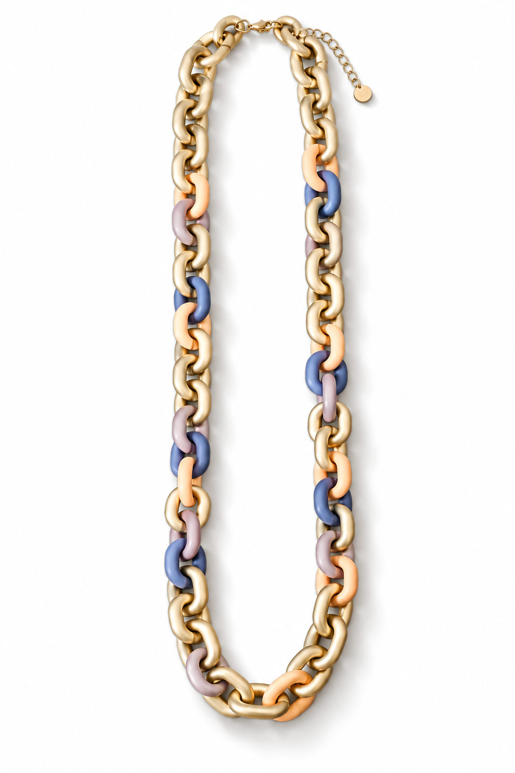 Halskette nickelfrei Gliederkette Goldfarben Matt Taupe Apricot Modeschmuck Biba
