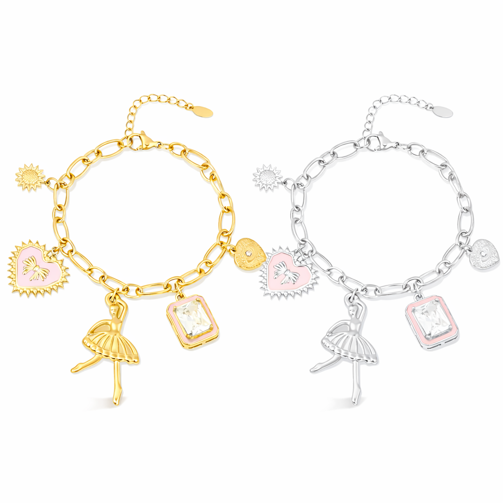 Armband Charm-Armband bunte Tänzerin Silber- und Goldfarben Nickelfrei Yehwang