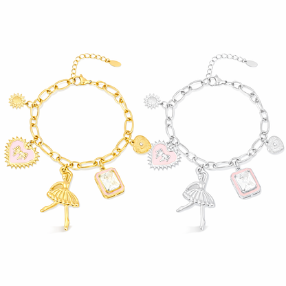 Armband Charm-Armband bunte Tänzerin Silber- und Goldfarben Nickelfrei Yehwang