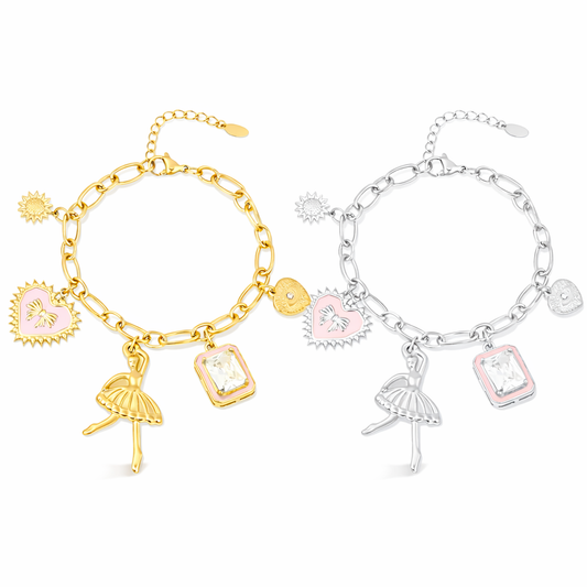 Armband Charm-Armband bunte Tänzerin Silber- und Goldfarben Nickelfrei Yehwang