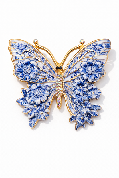 Brosche Schmetterlinge Pastell Blau Modeschmuck Garten Blumen Insekten