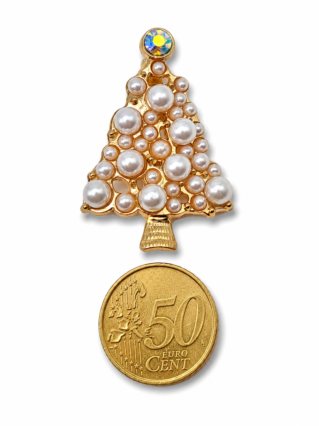 Broche Weihnachtsbaum Tanne Perlen Straß Christmas