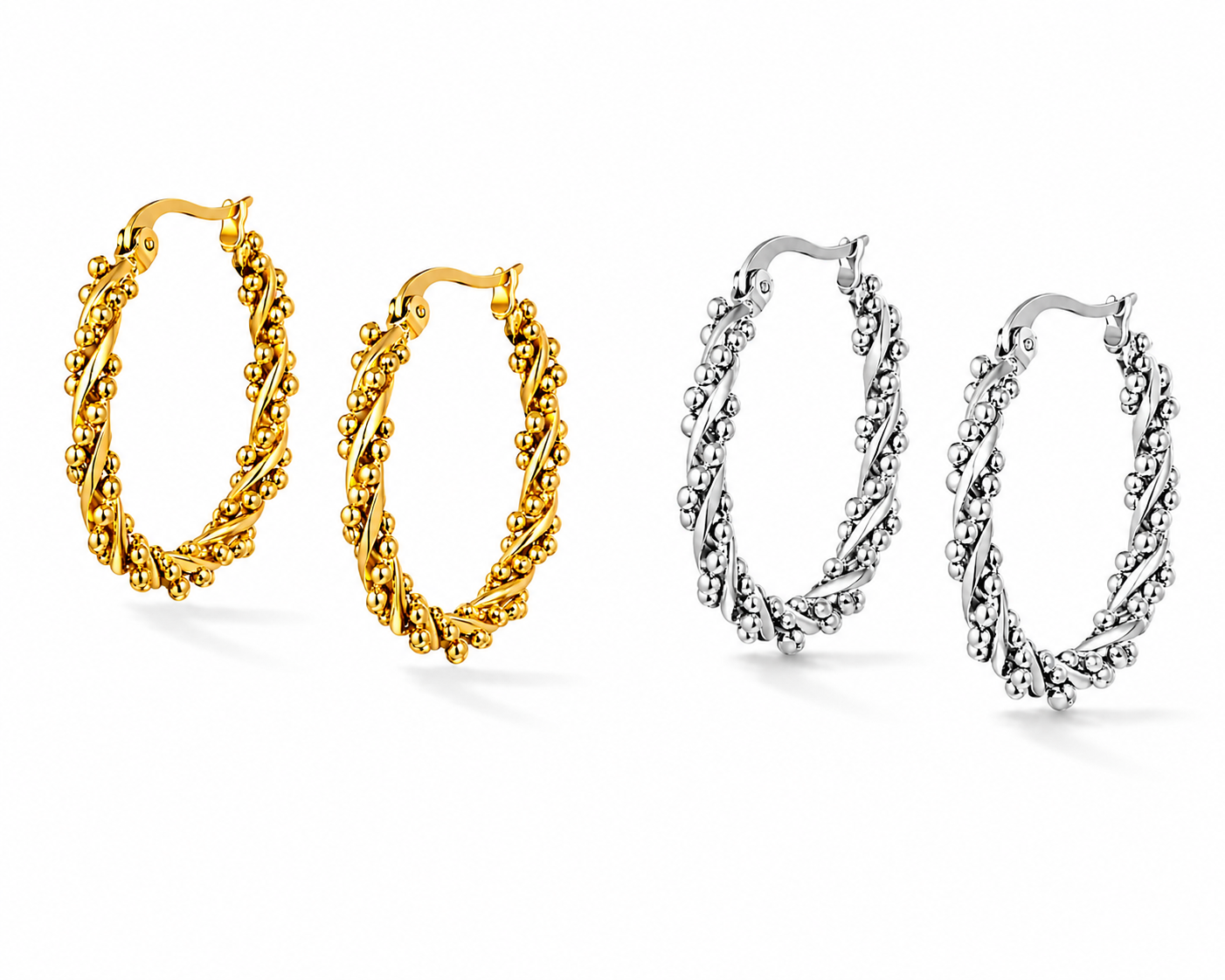 Creolen Twisted Hoop Ohrringe aus Edelstahl Silber- Goldfarben nickelfrei Yehwang