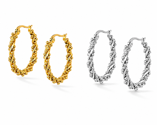 Creolen Twisted Hoop Ohrringe aus Edelstahl Silber- Goldfarben nickelfrei Yehwang
